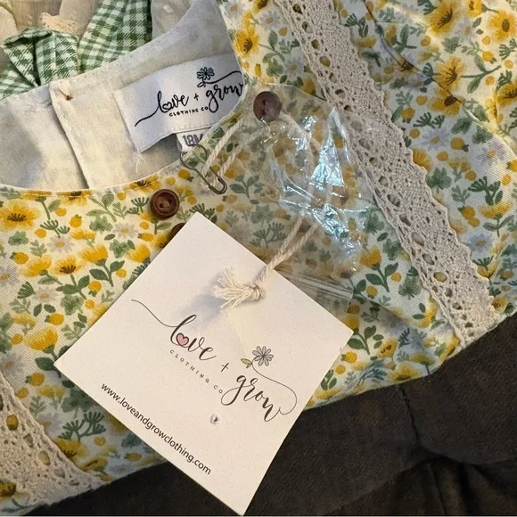 NEW Love And Grow Size 18M 18 Months Yellow Floral Fall Emery Dress Bloomers Set - Picture 6 of 9
